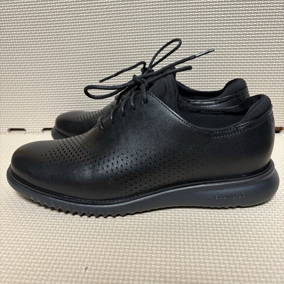 Cole Haan Mens 2.Zerogrand Laser Wingtip Oxfords Black leather Size 7W - Picture 1 of 11